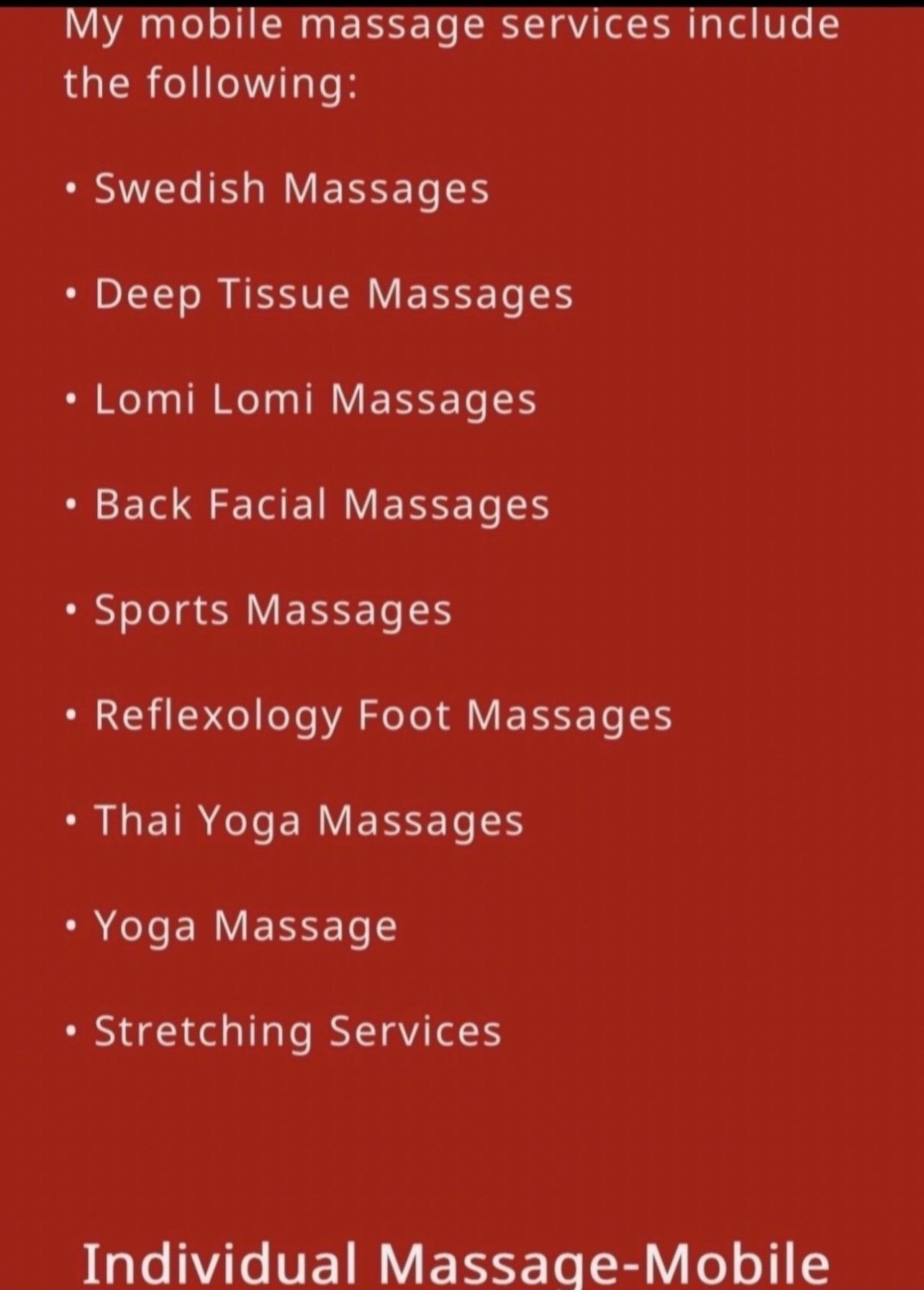 Marilyn's Heavenly Touch Massage and Skincare flyer